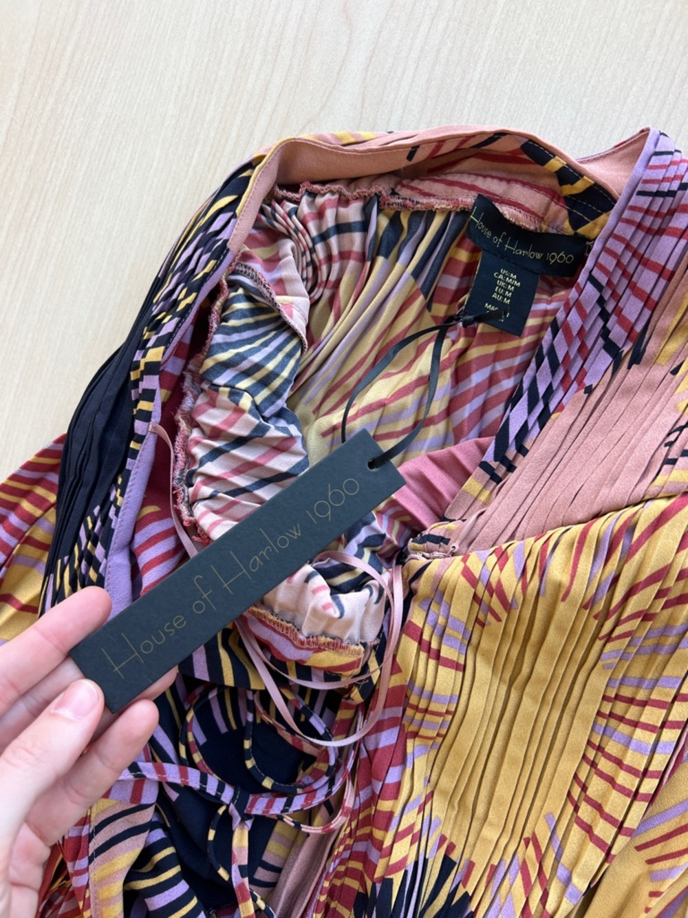 House of Harlow geometric artsy colorful halter top open back midi maxi dress M - Picture 4 of 6